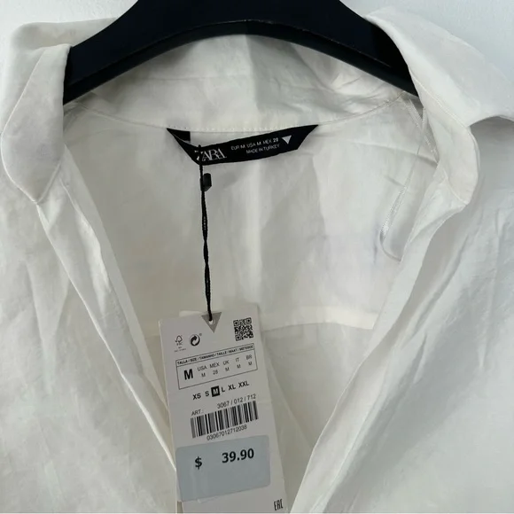 Zara White Blouse/ Fluid Ruched Shirt size M - Picture 2 of 3